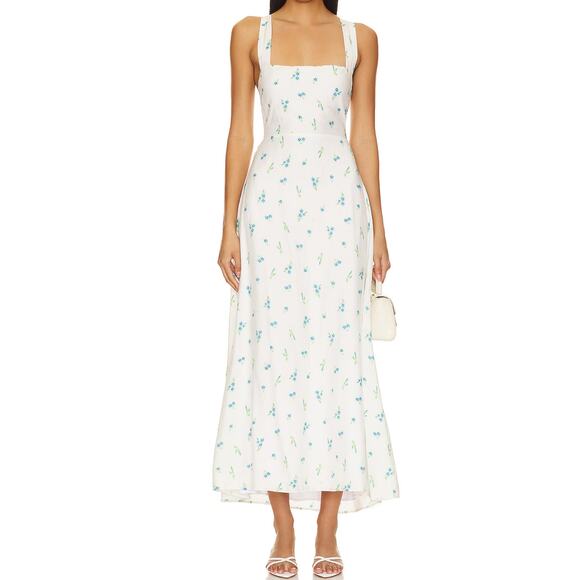 New Show Me Your Mumu Marmont Midi Dress Blue Floral Women's Size L NWT - Picture 2 of 13